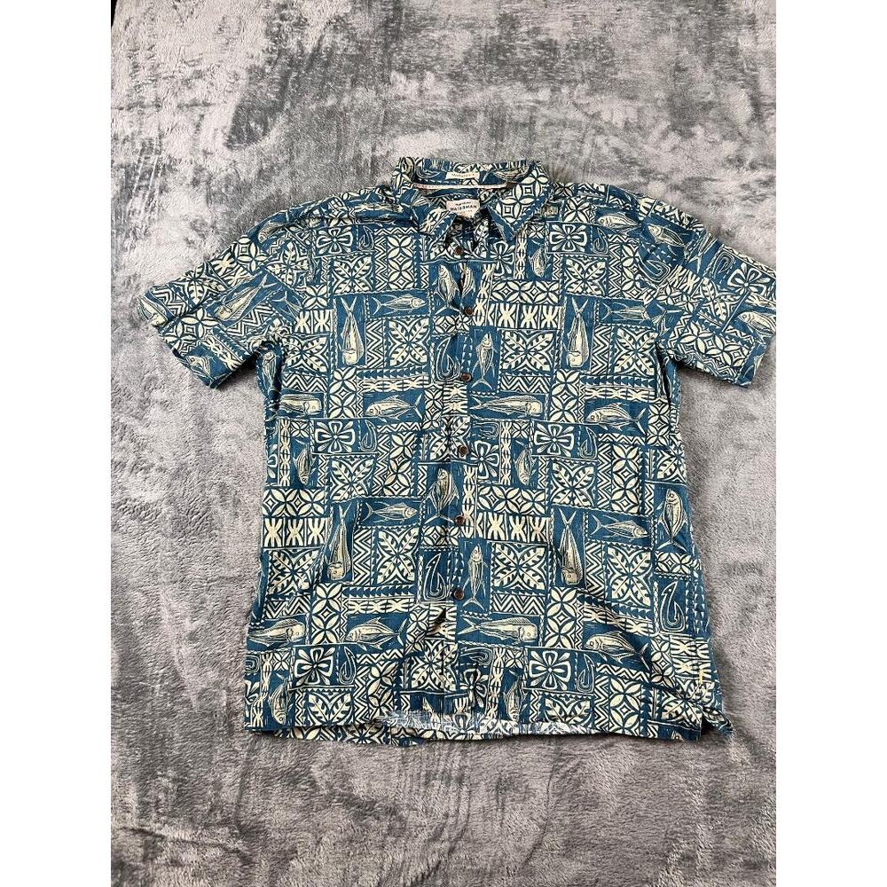 men's blue Quiksilver Waterman collection fish print 2XL excellent condition